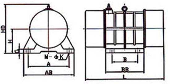 YZU振動(dòng)電機外形圖